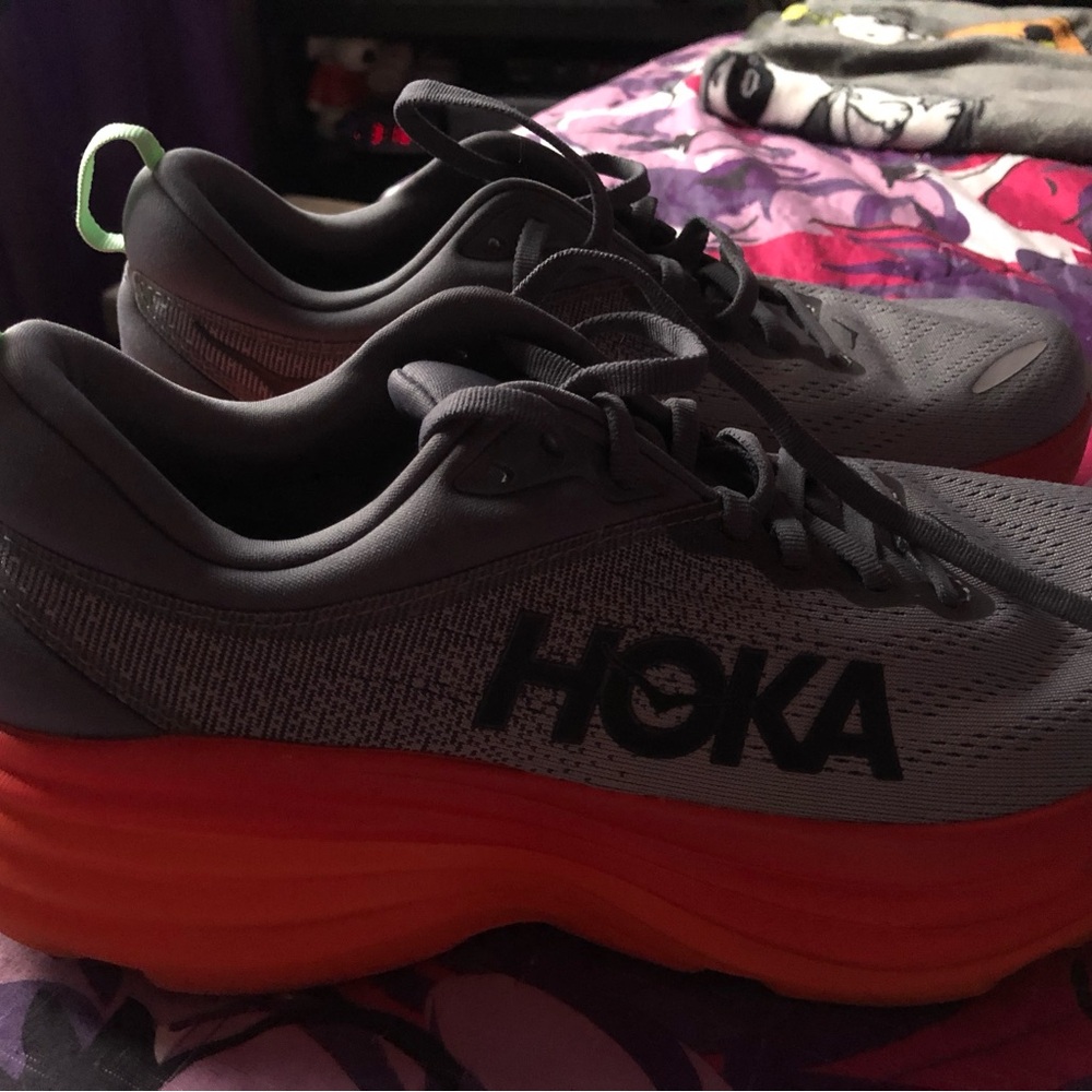 Men’s Hoka Charcoal and Fiery Orange Athletic Shoes